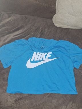 Nike Turquoise Crop Tee with White Logo